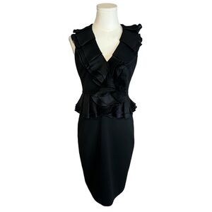 BADGLEY MISCHKA Black Ruffle‎ Cocktail Dress Wedding Party Event size 2 LBD Mini